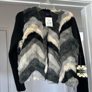 Black Multi colored faux fur jacket by Cliche size M